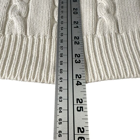 Vintage Gap Tennis Sweater Women’s Large Off White Cable Knit 90s V-Neck - Picture 9 of 11